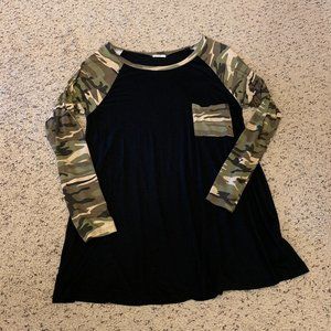 NWOT Luna Camo and Black Longsleeve, L